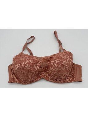 Soma Intimates Floral Lace Bra Underwire Lightly Padded Dusty Rose Pink Size 36C